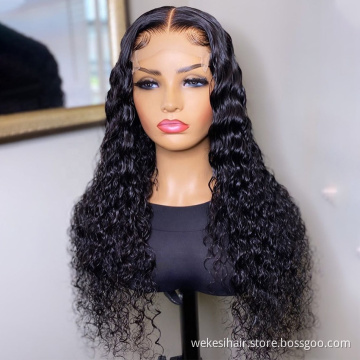WEKESI Wholesale Raw Human Hair Vendor Natural Black Lace wigs For Black Women 100% human hair lace frontal deep wave wig